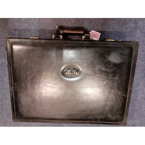 153 - A black Jacob leather briefcase together with two earlier brown leather briefcases Location:1.1