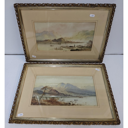 385 - A pair of gilt framed watercolours of mountain scenes by W Earp Location:BWR