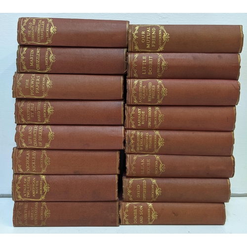 386 - A collection of late 19th century red bound Charles Dickens books Location:R2.4