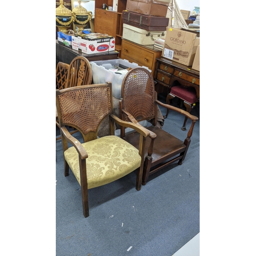 488 - Two early 20th century cane back armchairs, and one other Location:A3F