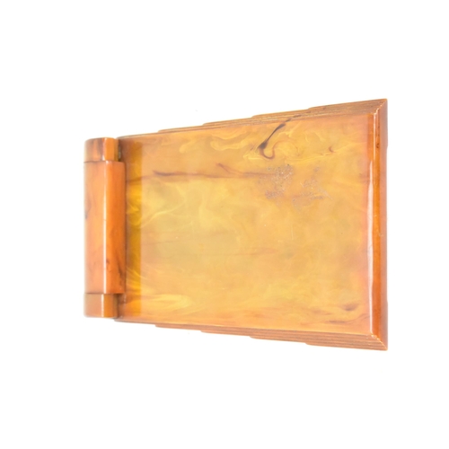 Art Deco Carvacraft butterscotch amber coloured Bakelite desk set comprising a double inkwell, no