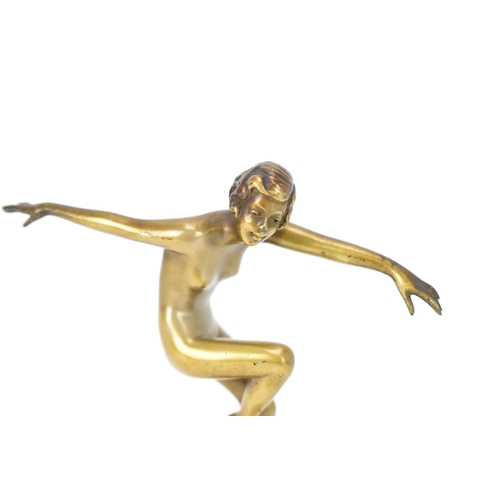 36 - After Josef Lorenzl (1852-1950) Austrian
small Art Deco bronze figure of a female dancer on a tapere... 