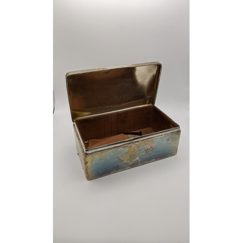 88 - A silver box with a thick gauge hinged lid, hallmarked London 1919, 20cm h x 11.5cm w Location: 6.4