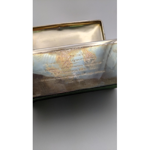 88 - A silver box with a thick gauge hinged lid, hallmarked London 1919, 20cm h x 11.5cm w Location: 6.4