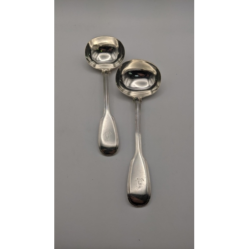 91 - Two silver sauce ladles, one hallmarked London 1841, total weight 172.6g Location: A4F