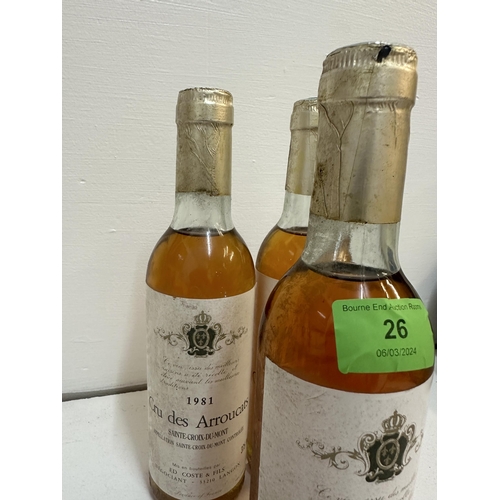 26 - 3 x 375ml bottles of Cru des Arroucats Sainte - Croix-du-Mont 1981
Location: R2