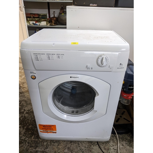 469 - A Hotpoint Aquarius TVHM 80 8kg dryer (E) Location:G