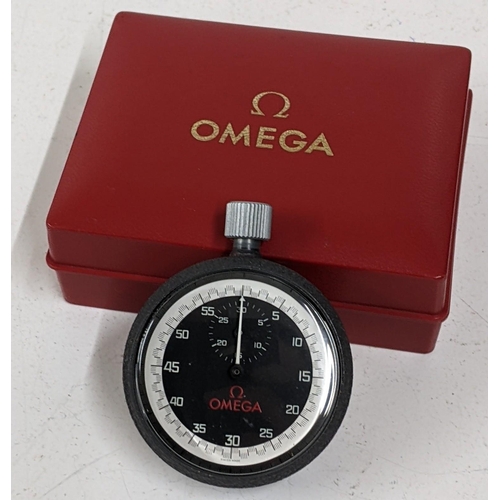 450 - An Omega steel cased stop watch in a fitted box, Location:CAB2