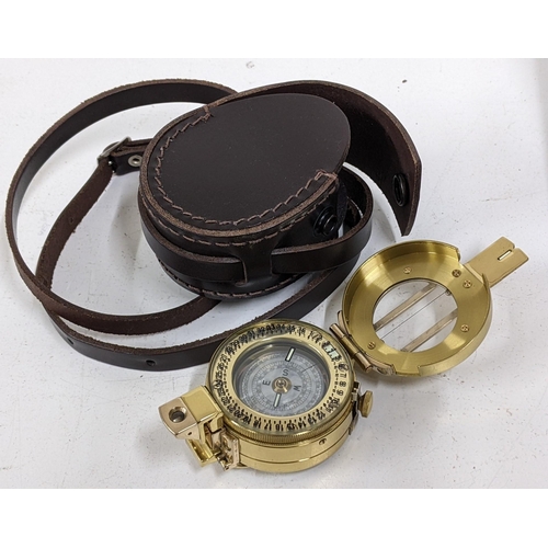 452 - A Francis Barker M-73 liquid prismatic compass with leather case, Location:CAB