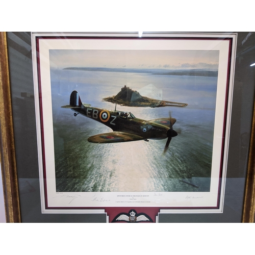 454 - Robert Taylor - Spitfires Over St Michael's Mount - The Spitfire Edition, limited edition print sign... 