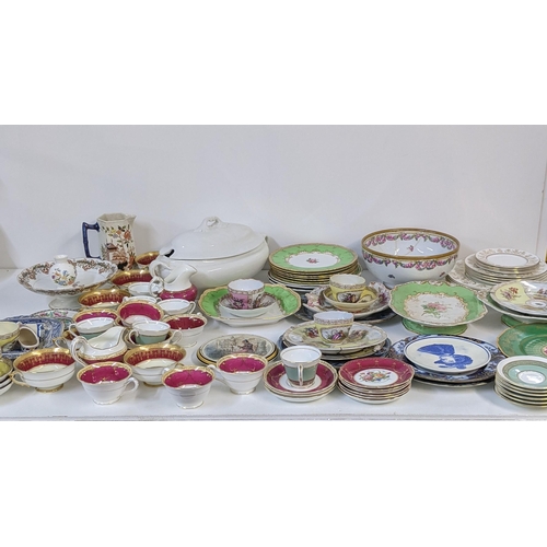 456 - Mixed 19th/early 20th century ceramics to include cups and saucers having Meissen marks, together wi... 