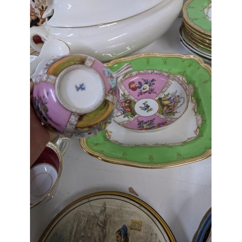 456 - Mixed 19th/early 20th century ceramics to include cups and saucers having Meissen marks, together wi... 