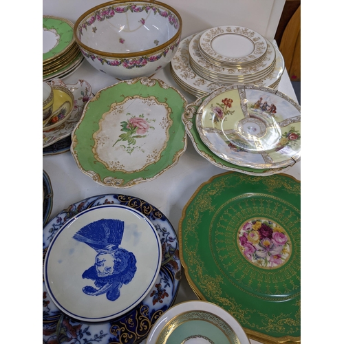 456 - Mixed 19th/early 20th century ceramics to include cups and saucers having Meissen marks, together wi... 