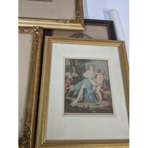 462 - Circa 1900 pair of still life, one signed J Sirudmick depicting grapes, in gilt frames, and others L... 