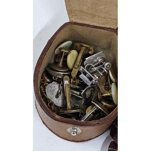 464 - Gentlemen's collars, a vanity case, silver and other cufflinks and stud, Location:LWM