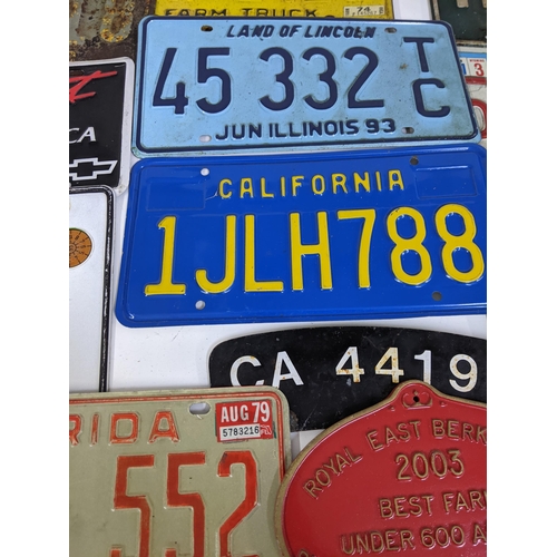 478 - A group of American pressed metal number plates, Location:LAM