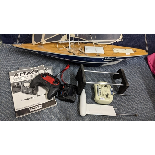 479 - A Chalenger 70 pond yacht (no servos) with controllers and stand, Location:LAM