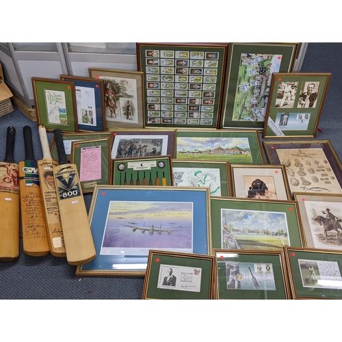 482 - A collection of mainly cricket related items to include signed Sir Donald Bradman first day covers, ... 