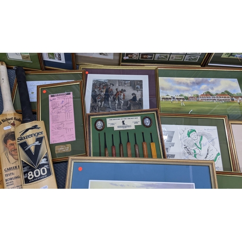 482 - A collection of mainly cricket related items to include signed Sir Donald Bradman first day covers, ... 