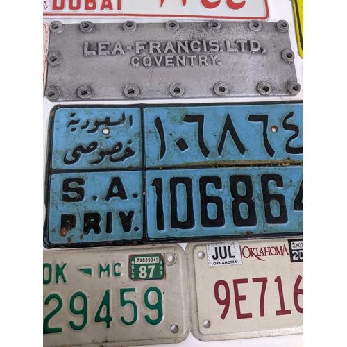 486 - A group of American pressed metal number plates, Location:LAM