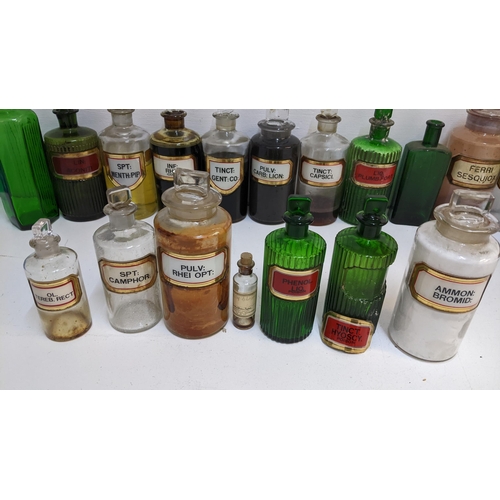 500 - Chemists bottles to include clear and green glass examples, Location:G