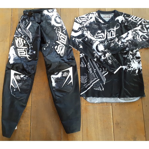 55 - Motorcross interest-A pair of Shot Race Gear Devo black and white trousers, waistband 30
