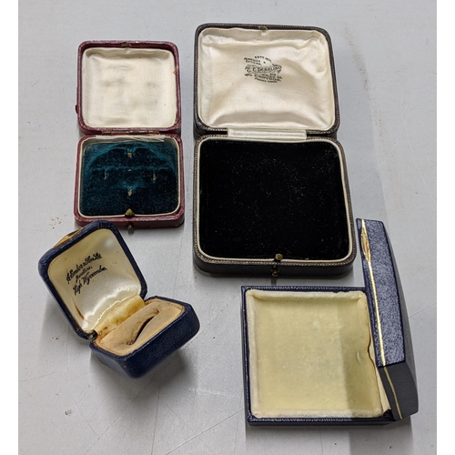 46 - Seven 9ct gold dress studs, a fob seal pendant and three jewellery box and a ring box, gold 5.3g
Loc... 