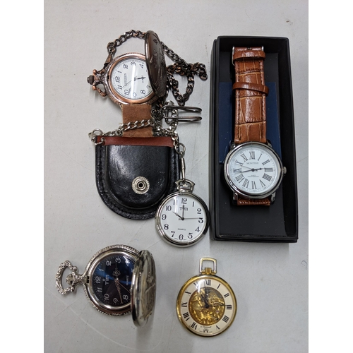 77 - A collection of modern wristwatches and pocket watches to include a Montine faced with Roman numeral... 