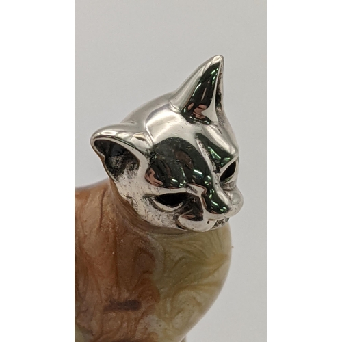 117 - A silver and enamel model of a cat, Location: CAB4