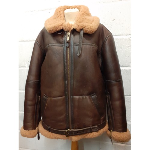 61 - An Irvin gents brown sheepskin and leather RAF Flying jacket, size 44