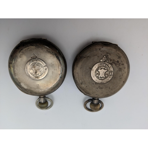 83 - Three silver cased pocket watches with enamel dials, and another Location: A4M