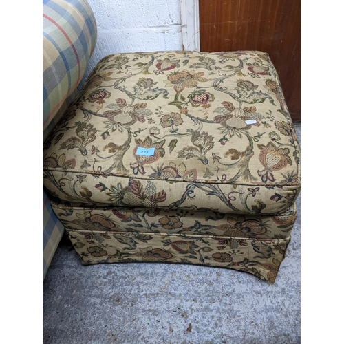 235 - A 20th century floral upholstered stool with detachable cushion seat 40cm x 60cm x 60cm Location:G