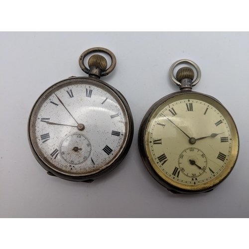 83 - Three silver cased pocket watches with enamel dials, and another Location: A4M