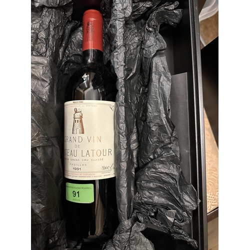 91 - A single bottle of Grand Vin de Chateau Latour, 1991, 750ml 
Location:C