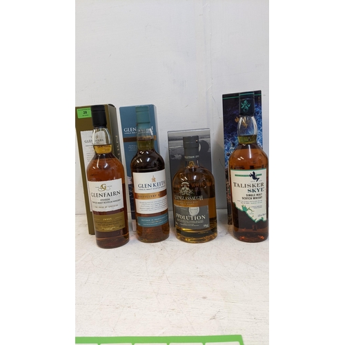 126 - Four bottles of Scotch Whisky to include Talisker, Glenglassaugh, Glenfairn and Glenkeith
Location: ... 