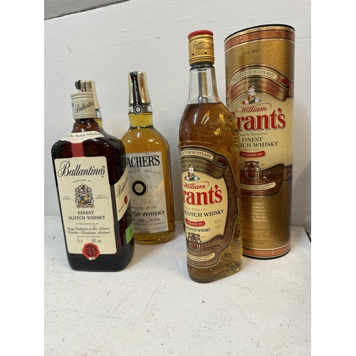 157 - Three bottles of Teachers Highland Cream Scotch Whisky, one bottle of Grants Scotch Whisky, 4 x 75cl... 