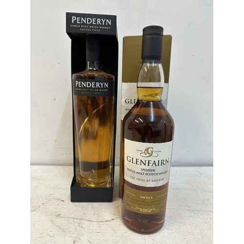 120 - A single bottle of Penderyn Madeira finish Welsh Whisky and o ne boxed bottle of Glenfairn Speyside ... 