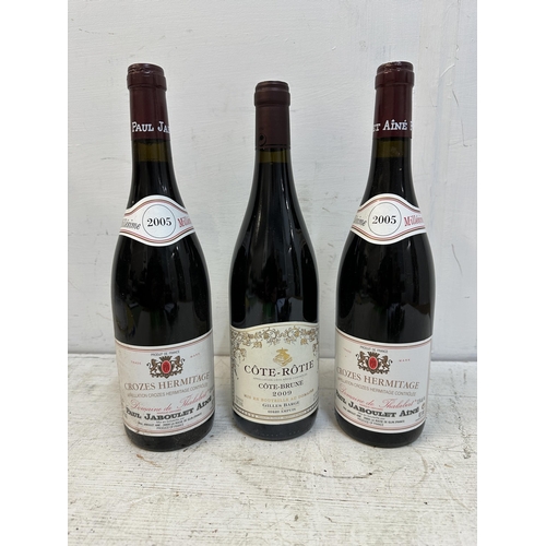 97 - One bottle o f Cote-Rotie Cote-Brune 2009, two bottles of Crozes Hermitage 2005 Location: G4.2