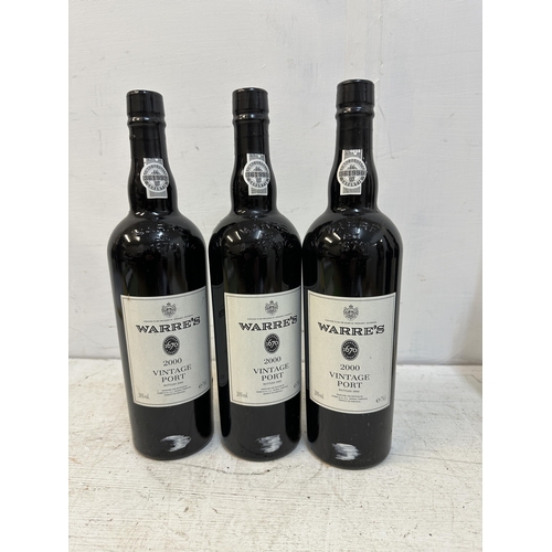 82 - Three bottles of Warres vintage Port 2000 Location: 4