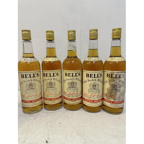 83 - Five bottles of Bells Old Scotch Whisky A/F Location: G5.1