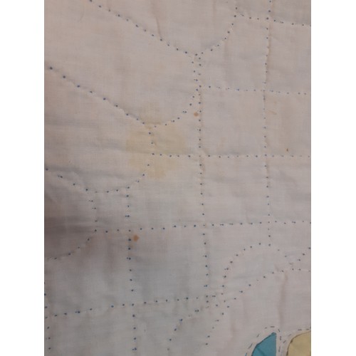 91 - A mid 20th Century American Mid West double layer handmade patchwork quilt in a geometric square des... 