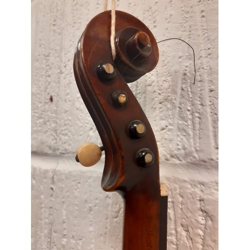 192 - A 19th Century Dulce et Fortis one string fiddle with long neck with bone peg A/F, total length 87cm... 