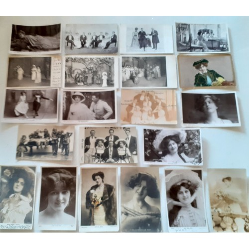100 - Collectable theatrical postcards circa 1900's -1930 to include Edwardian actresses such as Miss Dore... 