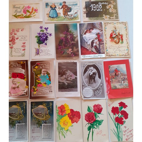 252 - Collectable Greetings postcards, mainly circa 1920's to include hand-painted examples, some franked ... 