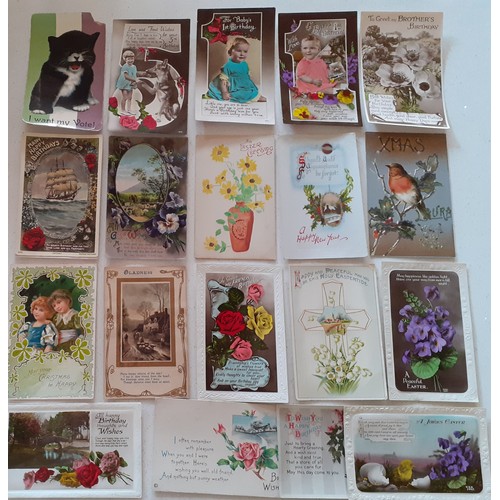 252 - Collectable Greetings postcards, mainly circa 1920's to include hand-painted examples, some franked ... 