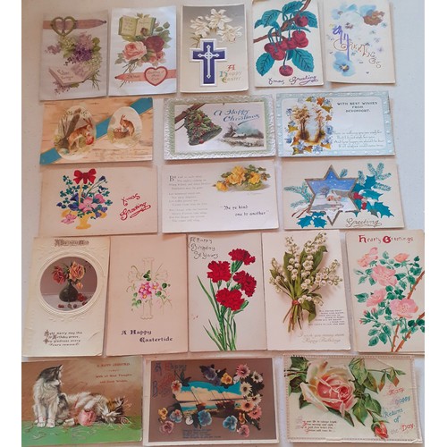 252 - Collectable Greetings postcards, mainly circa 1920's to include hand-painted examples, some franked ... 