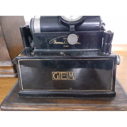 189 - A late 19th Century Edison Gem phonograph, serial number G138499  in oak case. Location:BWR