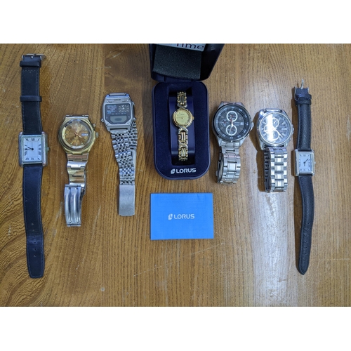 104 - A selection of wristwatches to include a Seiko Chronograph 100m, a Citizen Chronograph WR100, Seiko ... 