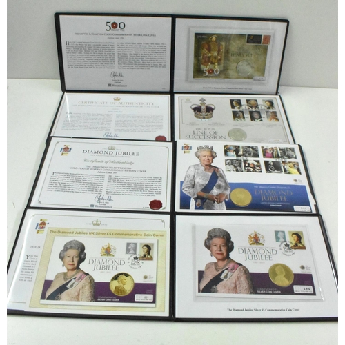 65 - United Kingdom - Elizabeth II (1952-2022), a group of four silver coin covers to include 2009 'Henry... 