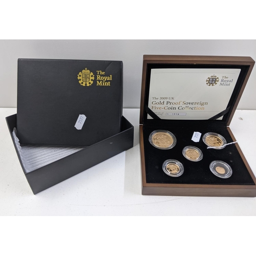 United Kingdom - Elizabeth II (1952-2022), Royal Mint 2009 Gold Proof Sovereign Five Coin Collection, comprising of £5, Double Sovereign, Sovereign, Half and Quarter Sovereign, limited edition 1319/1750, in fitted presentation cased,